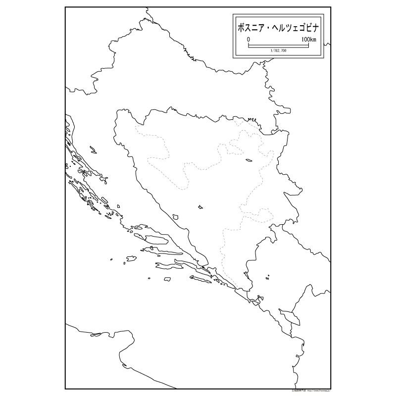 ボスニア・ヘルツェゴビナの白地図のサムネイル