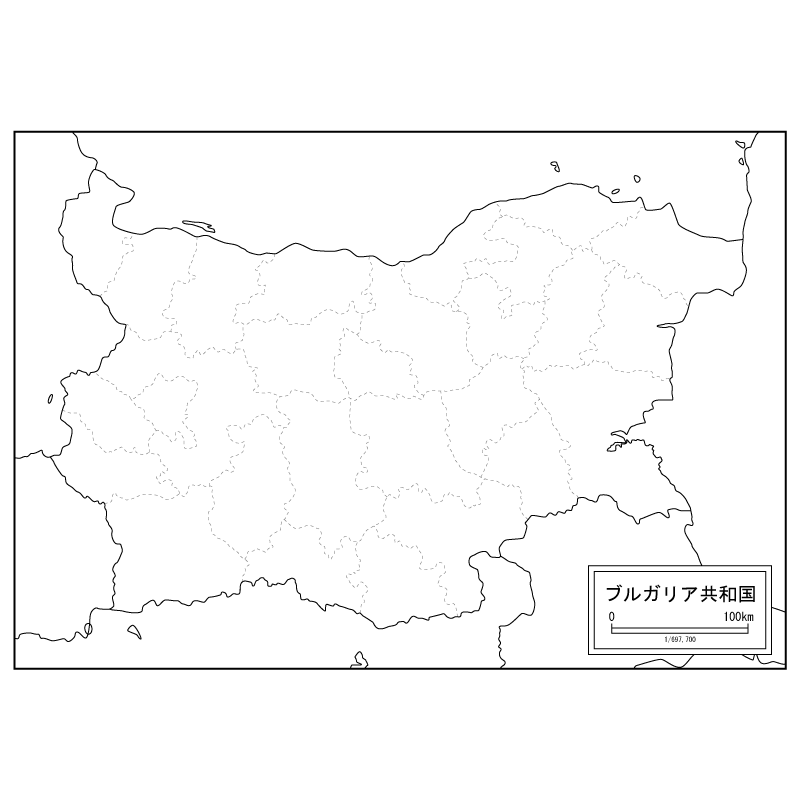 ブルガリアの白地図のサムネイル