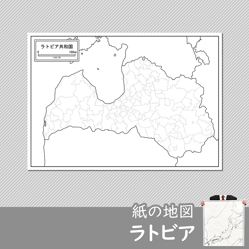 ラトビアの紙の白地図のサムネイル