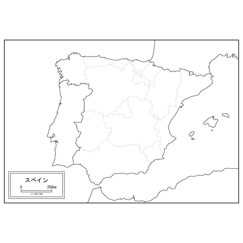 スペインの白地図 白地図専門店