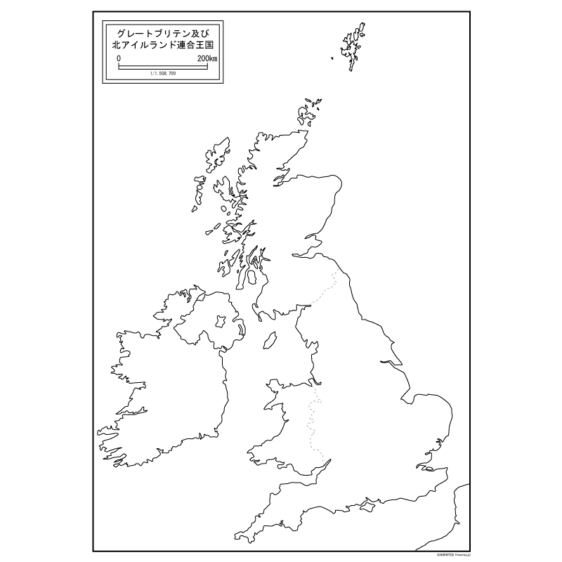 イギリスの白地図のサムネイル
