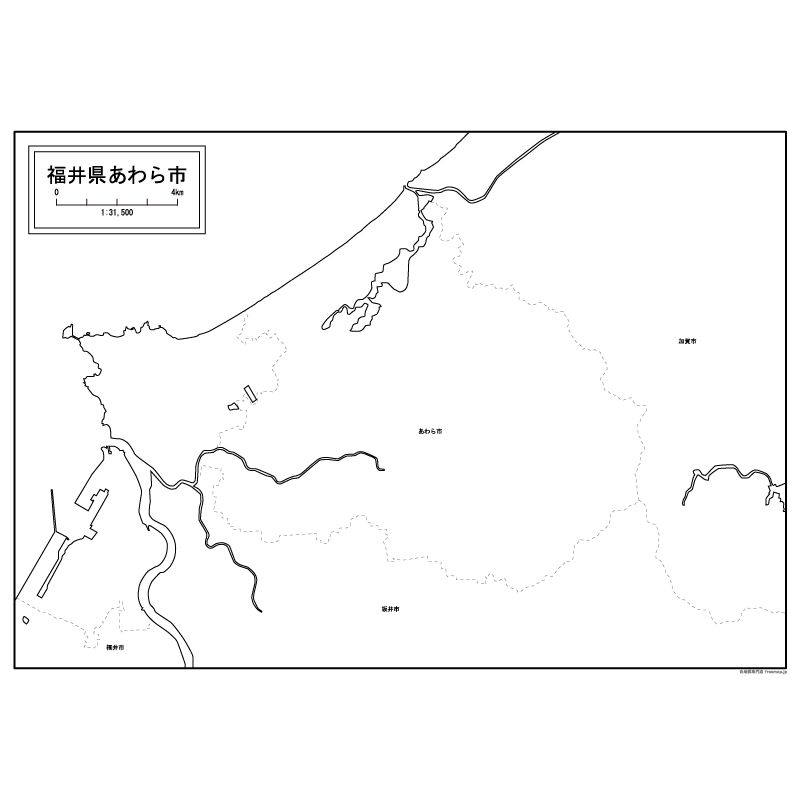 あわら市の白地図のサムネイル