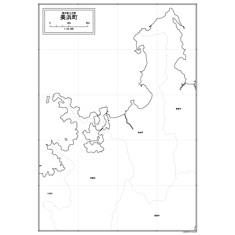 美浜町の白地図のサムネイル