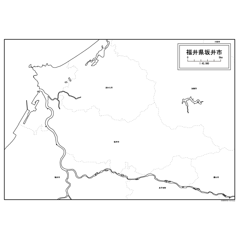 坂井市の白地図のサムネイル