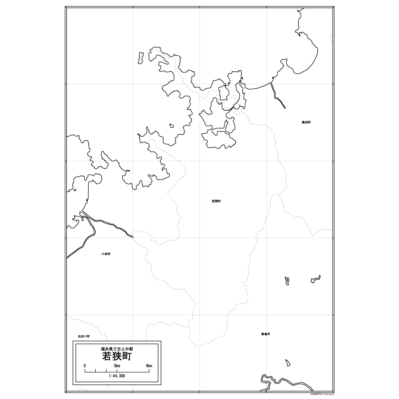 若狭町の白地図のサムネイル