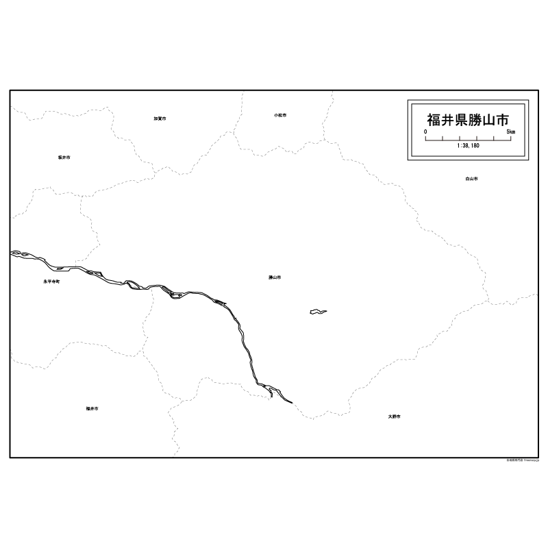 勝山市の白地図のサムネイル