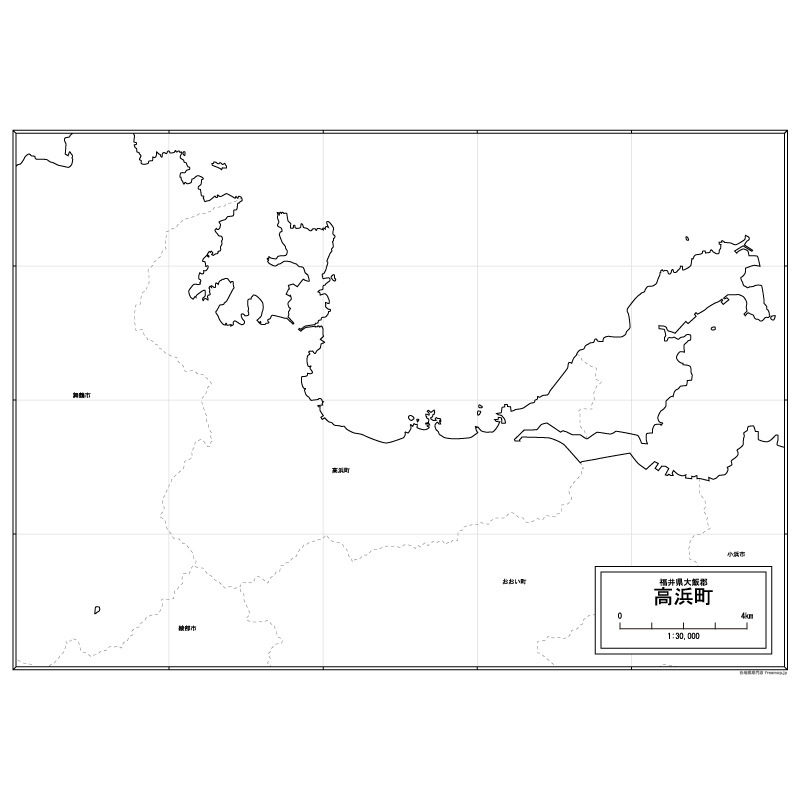 高浜町の白地図のサムネイル