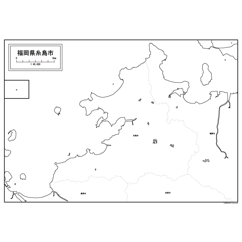 糸島市の白地図のサムネイル