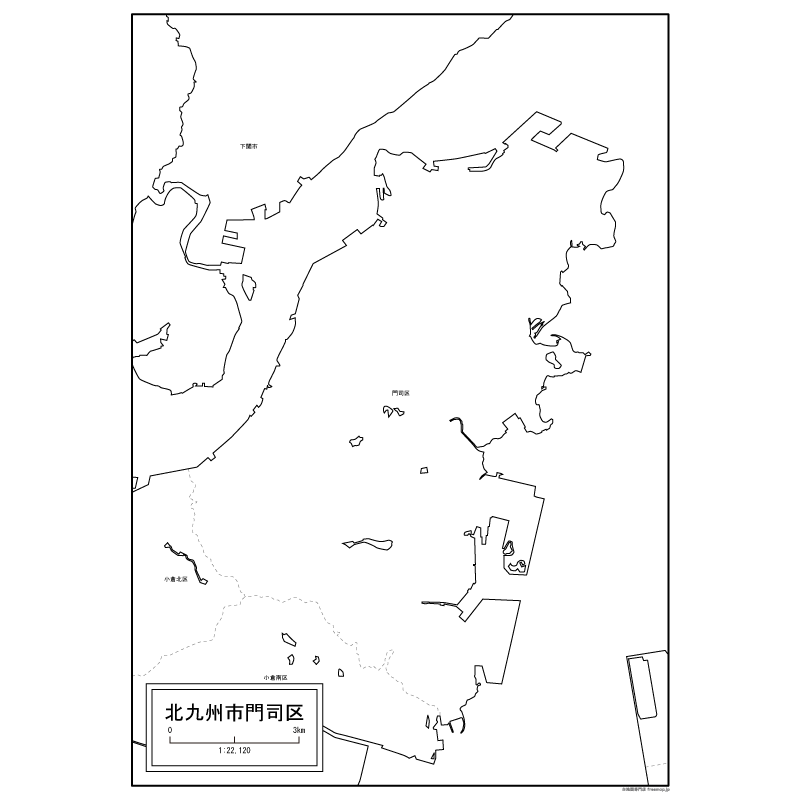 北九州市門司区の白地図のサムネイル