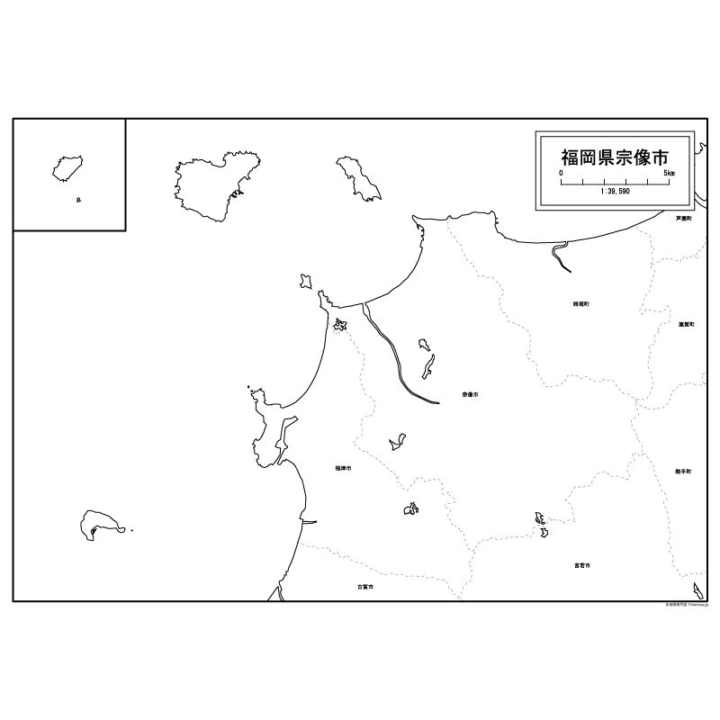 宗像市の白地図のサムネイル