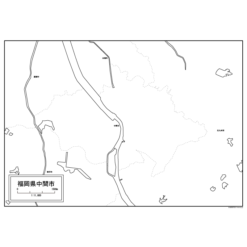 中間市の白地図のサムネイル