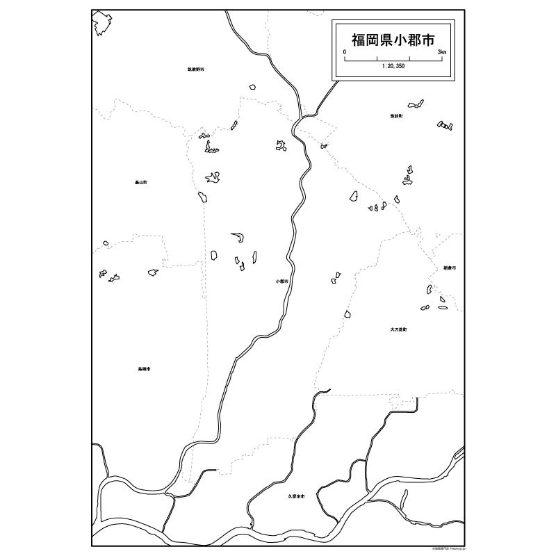 小郡市の白地図のサムネイル