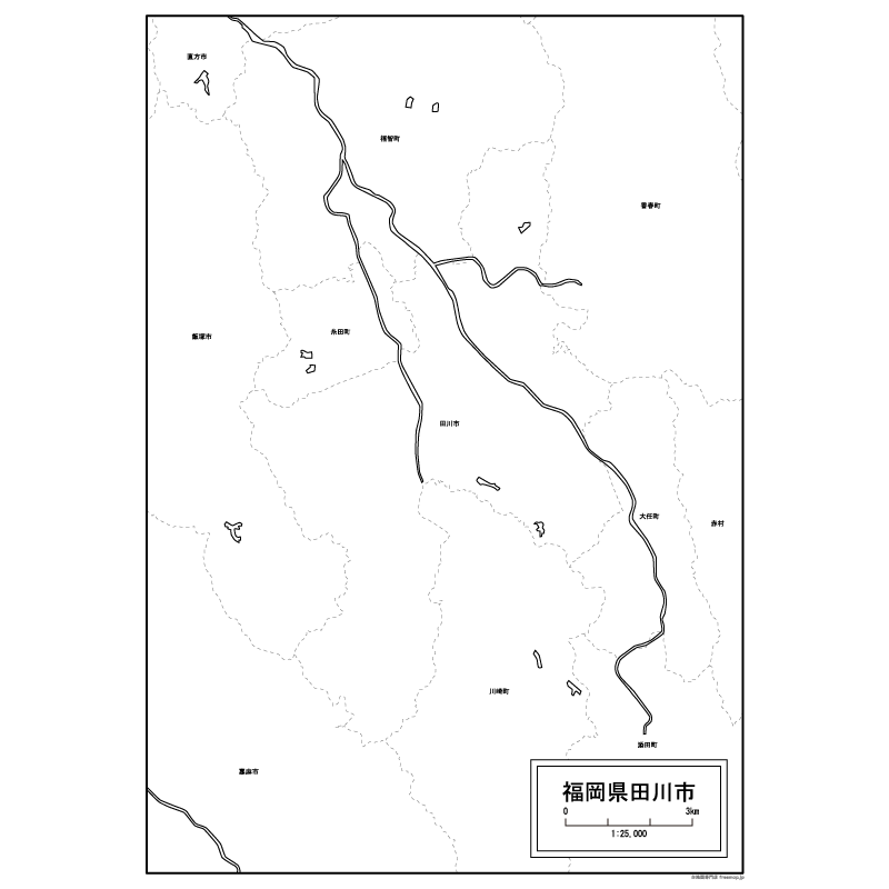 田川市の白地図のサムネイル