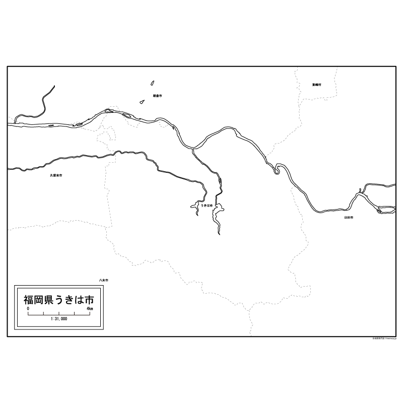 うきは市の白地図のサムネイル