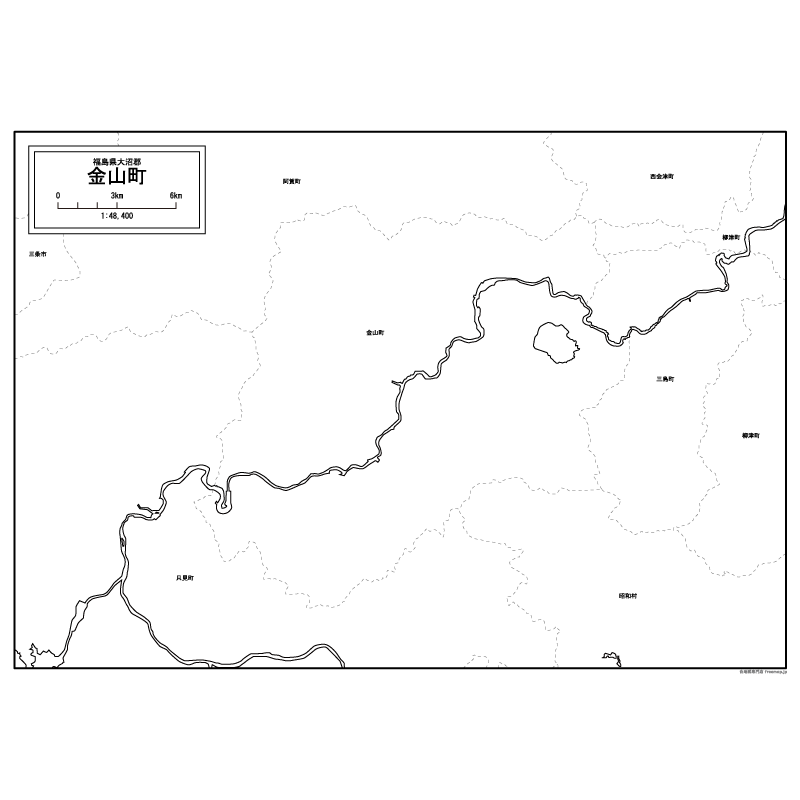 金山町の白地図のサムネイル