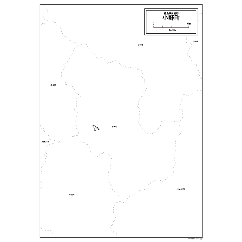 小野町の白地図のサムネイル