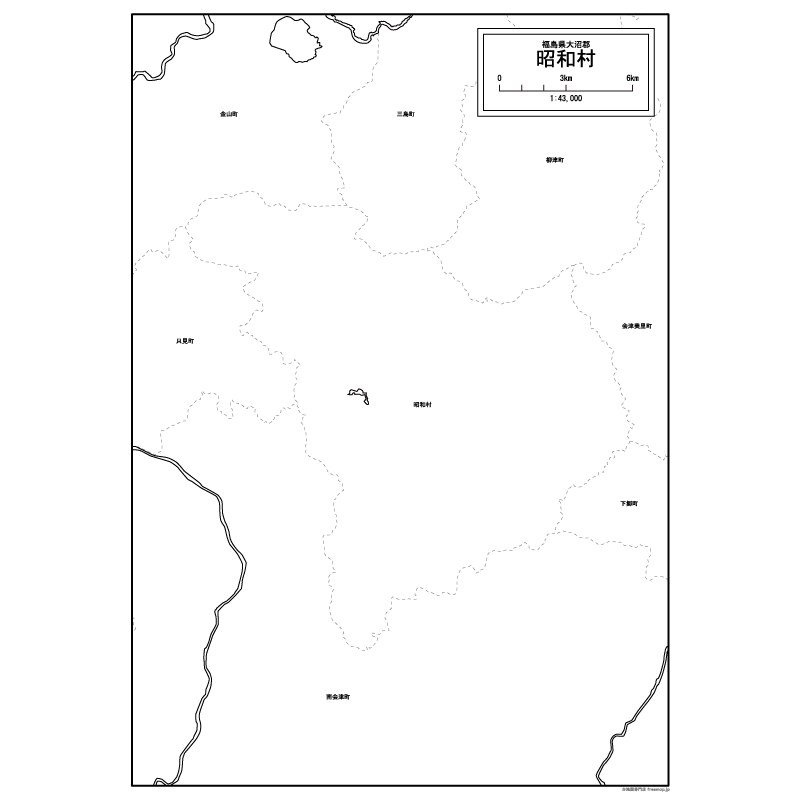 昭和村の白地図のサムネイル