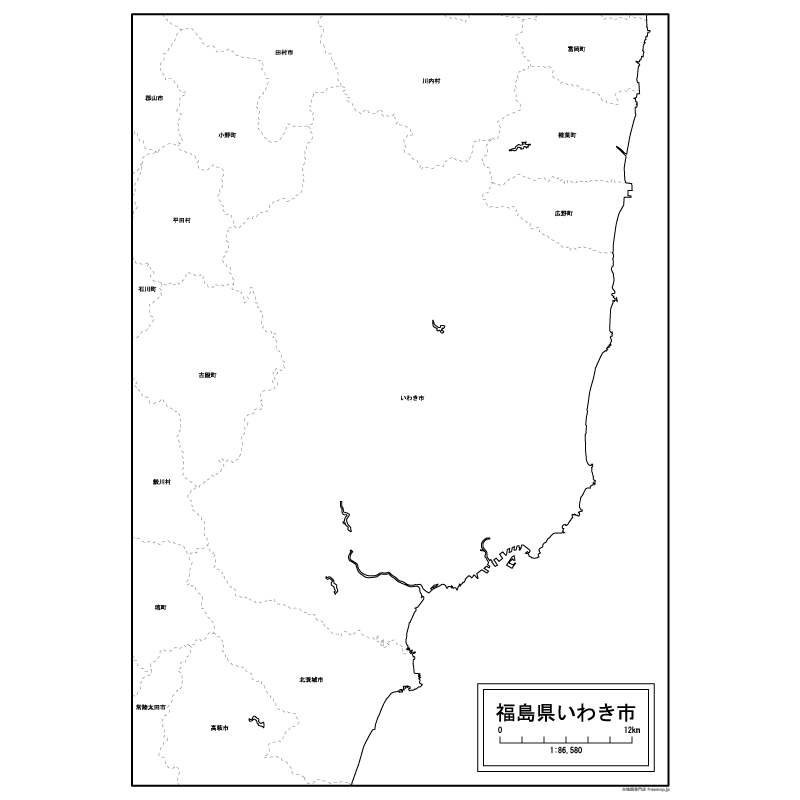 いわき市の白地図のサムネイル