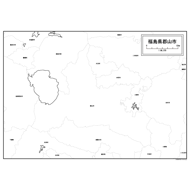 郡山市の白地図のサムネイル