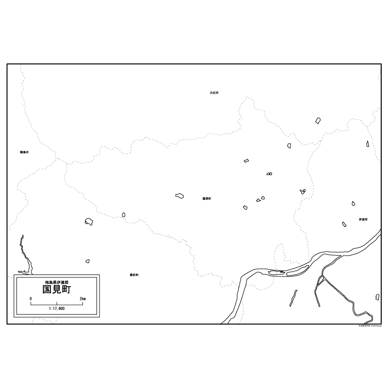国見町の白地図のサムネイル