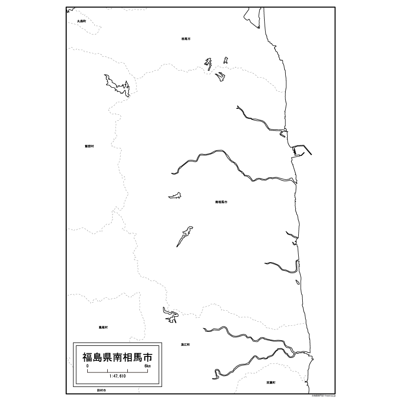 南相馬市の白地図のサムネイル