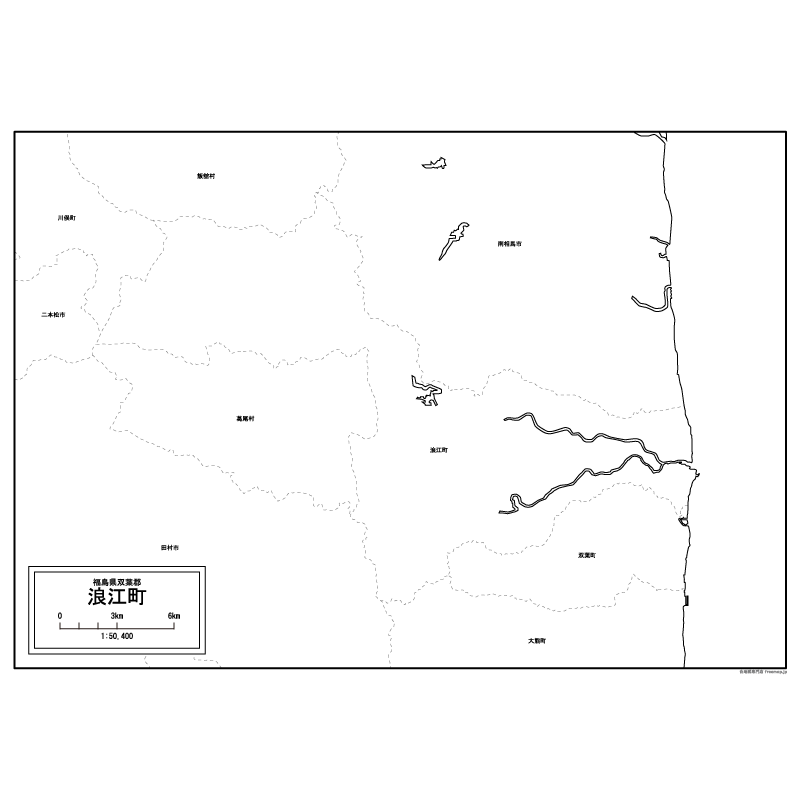 浪江町の白地図のサムネイル