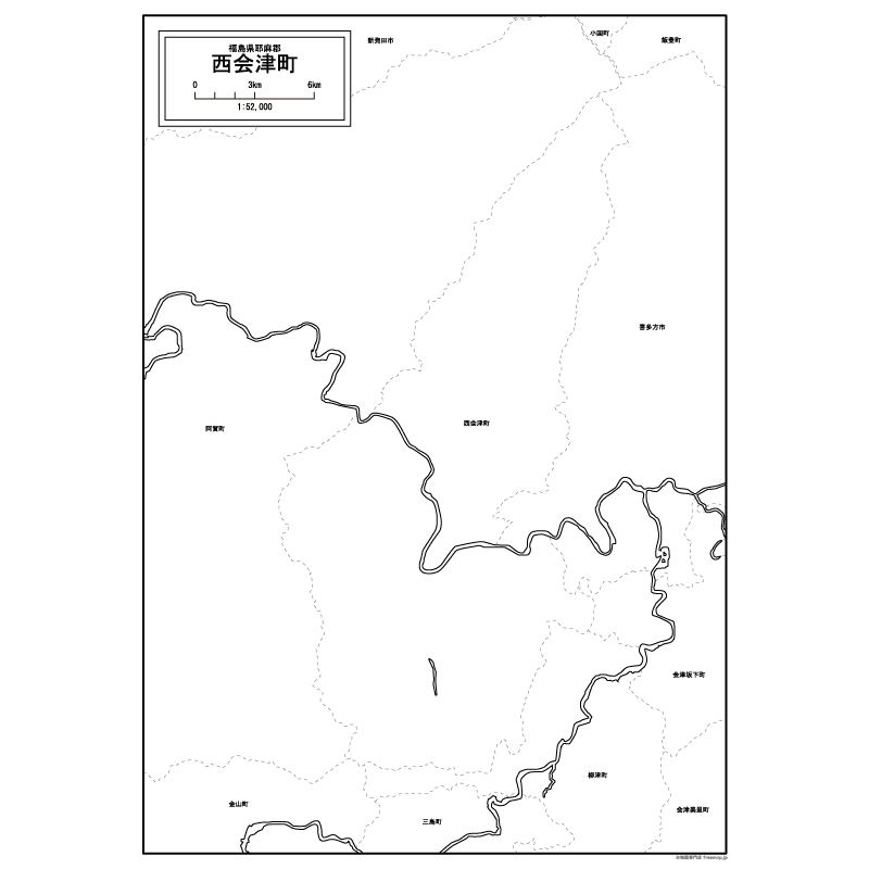 西会津町の白地図のサムネイル
