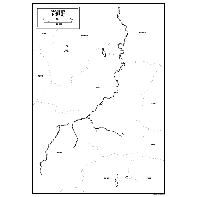 下郷町の白地図のサムネイル