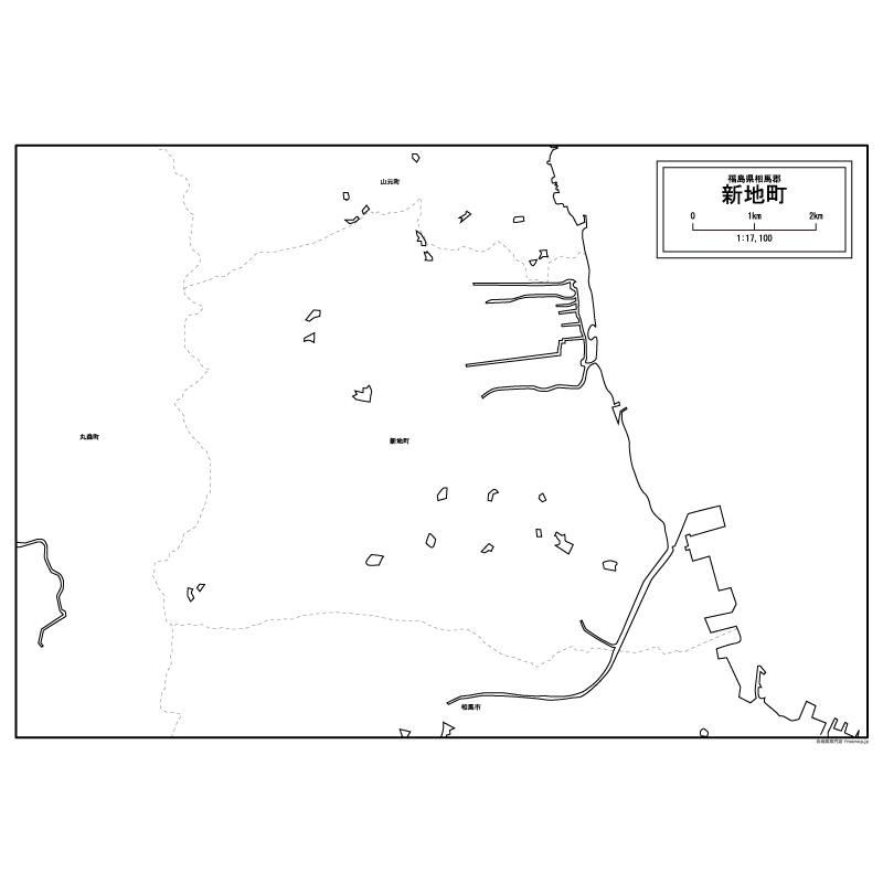 新地町の白地図のサムネイル