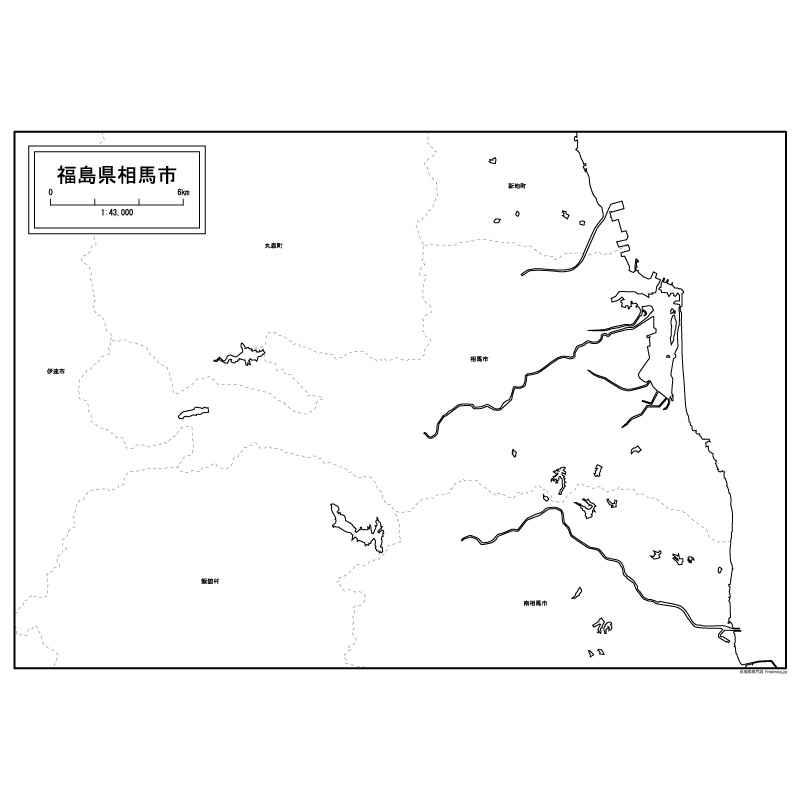 相馬市の白地図のサムネイル
