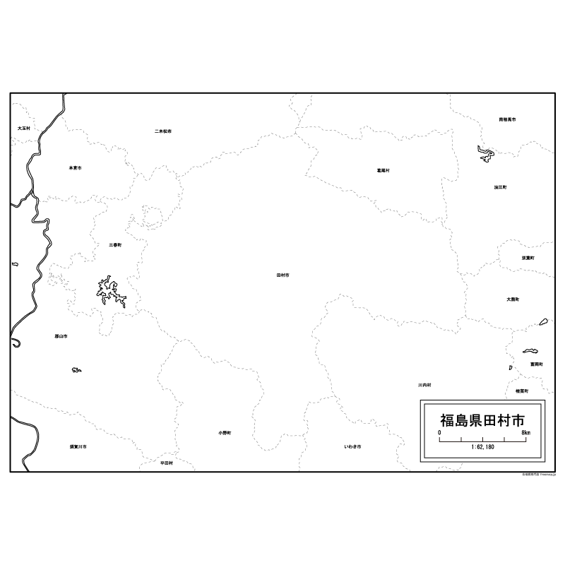 田村市の白地図のサムネイル