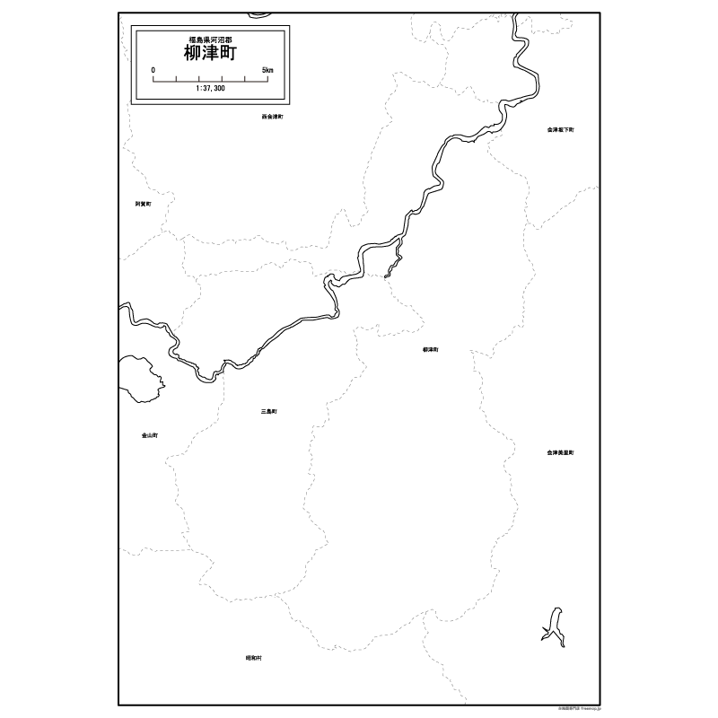 柳津町の白地図のサムネイル