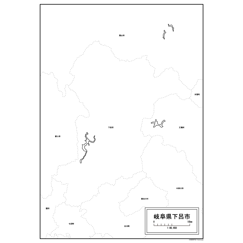 下呂市の白地図のサムネイル