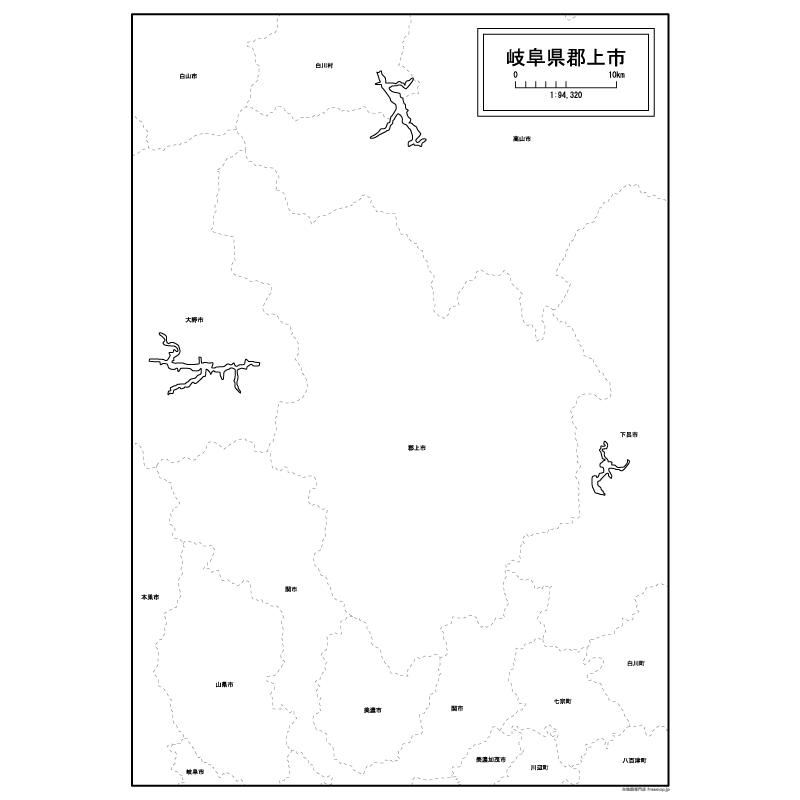 郡上市の白地図のサムネイル