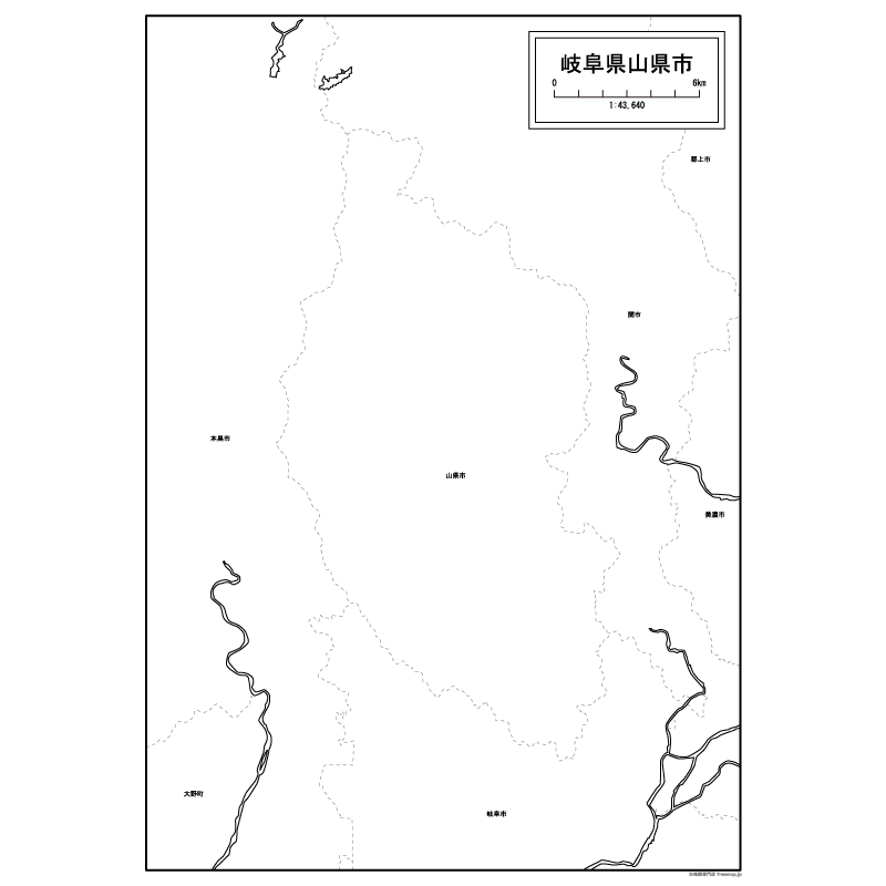 山県市の白地図のサムネイル
