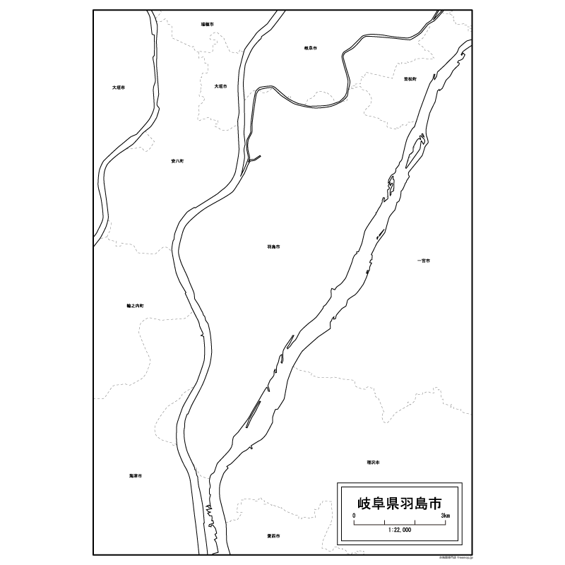 羽島市の白地図のサムネイル