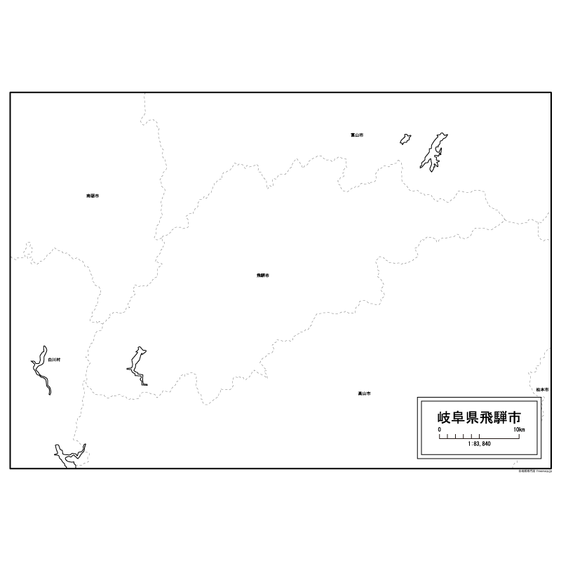 飛騨市の白地図のサムネイル