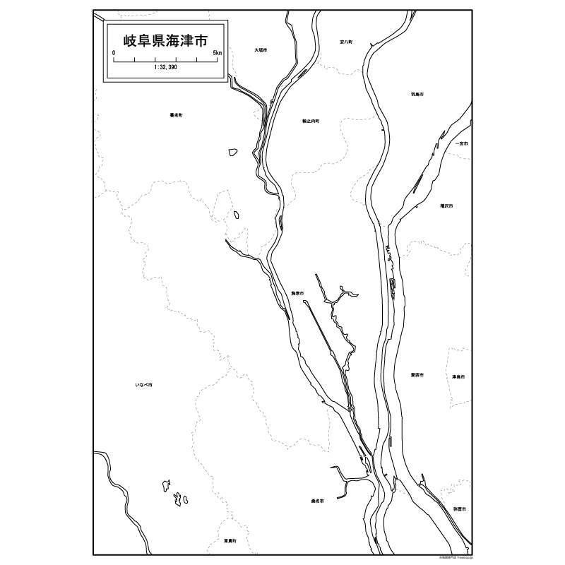 海津市の白地図のサムネイル