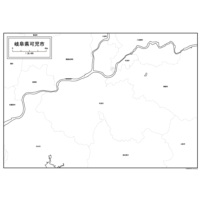 可児市の白地図のサムネイル