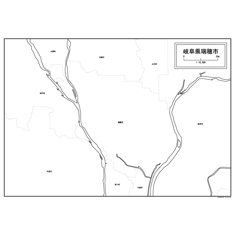 瑞穂市の白地図のサムネイル