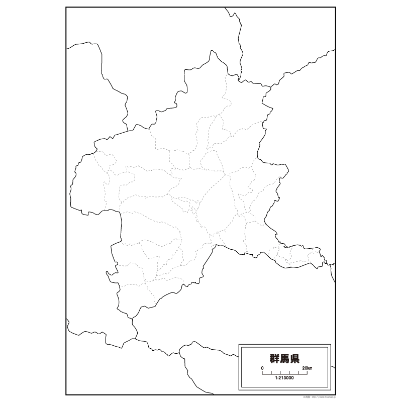 群馬県の白地図のサムネイル