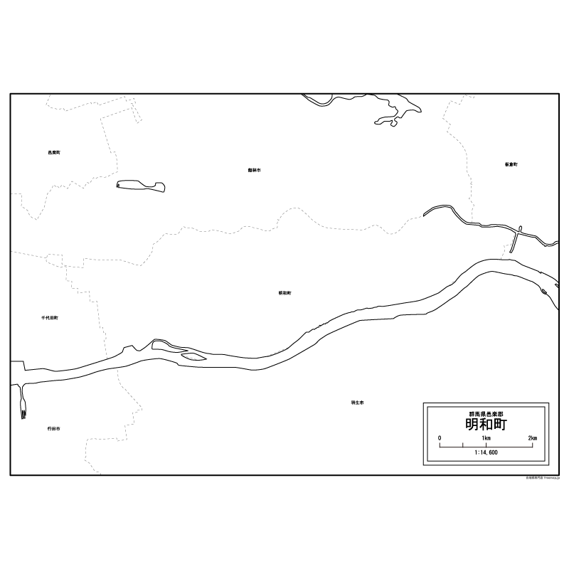 明和町の白地図のサムネイル