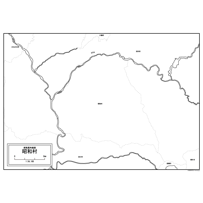 昭和村の白地図のサムネイル
