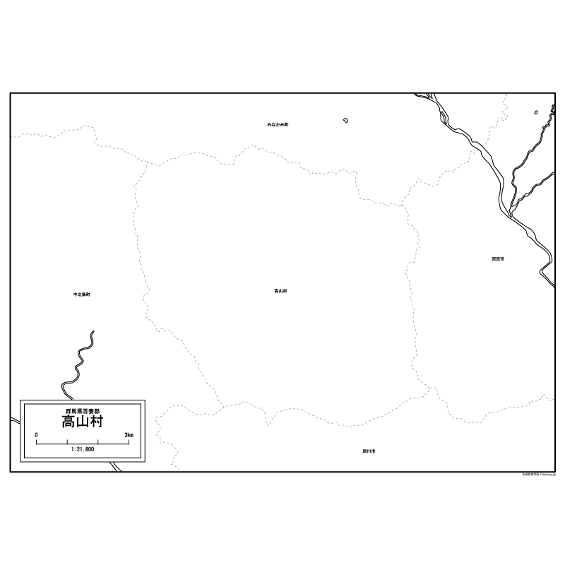 高山村の白地図のサムネイル