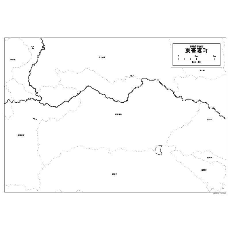 東吾妻町の白地図のサムネイル