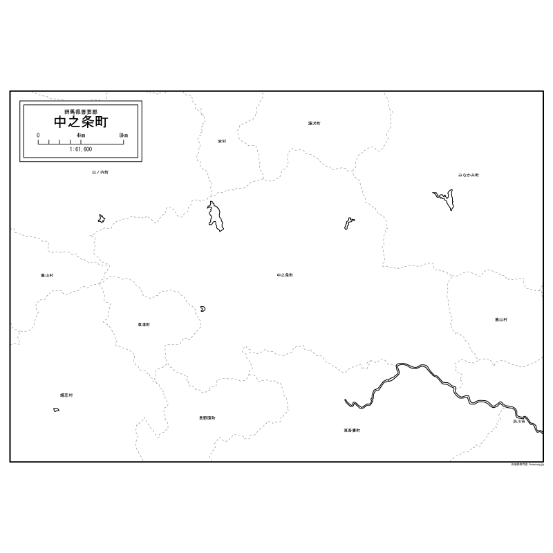 中之条町の白地図のサムネイル