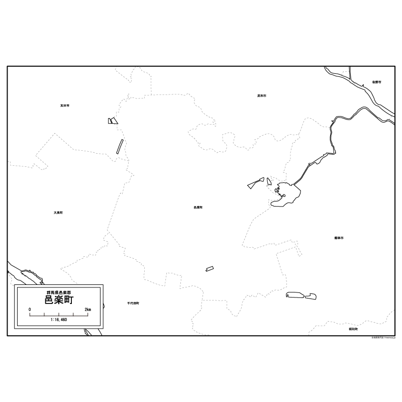邑楽町の白地図のサムネイル