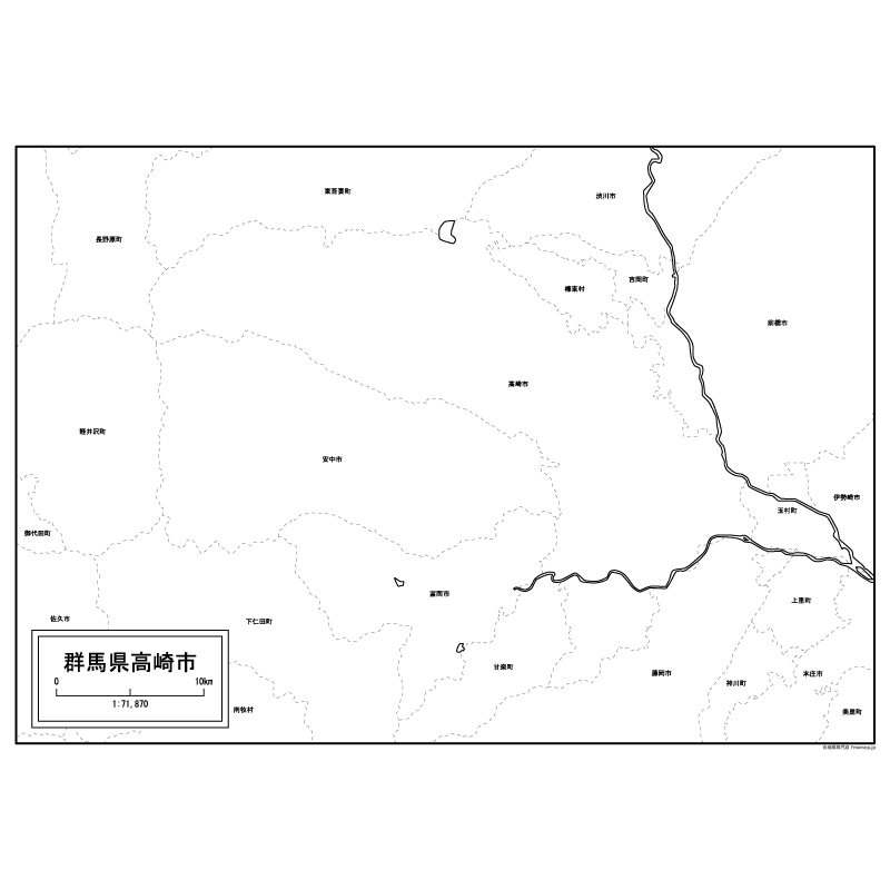 高崎市の白地図のサムネイル