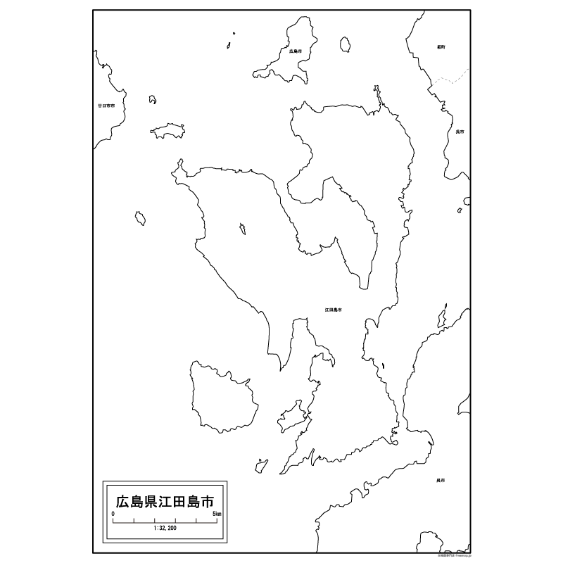 江田島市の白地図のサムネイル