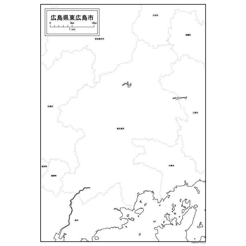 東広島市の白地図のサムネイル